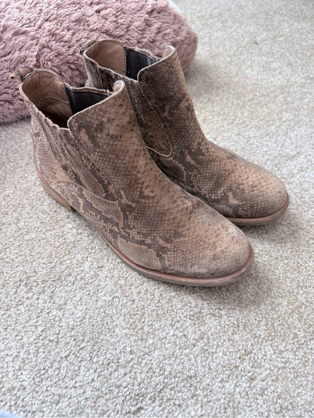 Sofft Brown Snake-Print Chelsea Ankle Boots